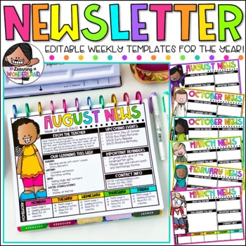 Preview of Weekly Newsletter Templates - Editable Printable and Digital Newsletters