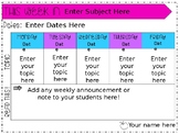 Weekly Organizer for Remote Learning (E-Learning)