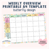 Weekly Overview | Printable A4 Template | Butterfly Design