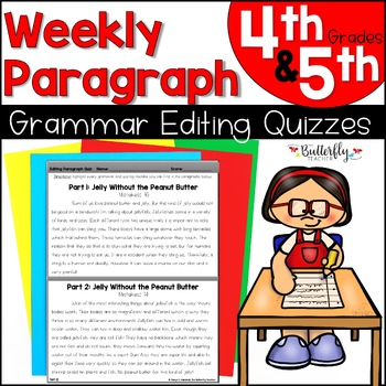Preview of Weekly Paragraph Editing & Proofreading Worksheets Grammar Review Revise Quizzes