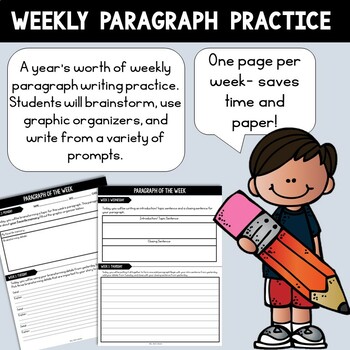 Preview of Weekly Paragraph Writing Practice for the Whole Year
