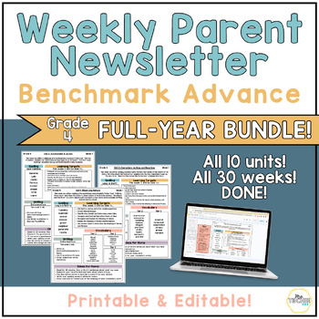 Preview of Weekly Parent Newsletter | FULL YEAR BUNDLE | Benchmark Advance 4th Grade