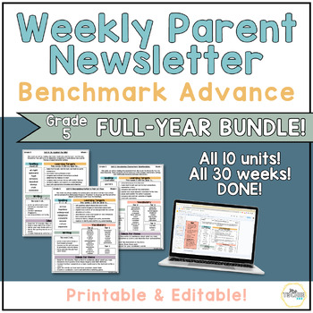 Preview of Benchmark Advance | Weekly Parent Newsletter | FULL YEAR BUNDLE | 5th Grade
