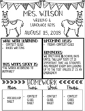 Weekly Parent Newsletter Llama Theme EDITABLE
