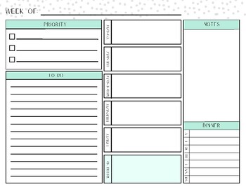 Weekly Personal Planning Page by The OT Corner | TPT