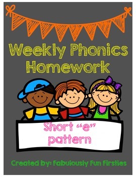 Preview of Weekly Phonics Homework: Short "e" Sound
