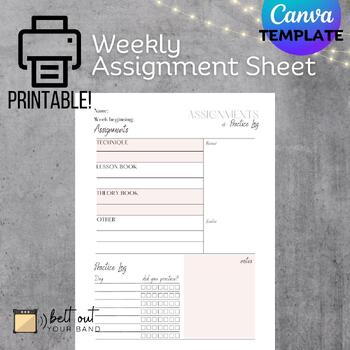 weekly assignment sheet