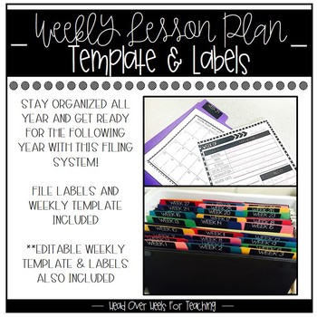 Preview of Weekly Plan Templates and File Label Organizational Tool (Editable)
