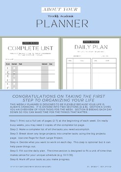Preview of Weekly Planner (ADHD, Executive Functioning Support, Homework)