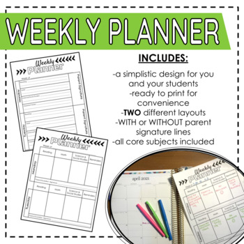 Preview of Weekly Planner | Classroom Management