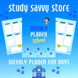Weekly Planner For Students Boys Blue Classroom Homework T