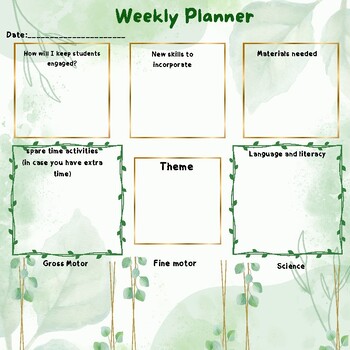 Preview of Weekly Planner - Green Theme