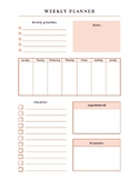 Weekly Planner Individual Sheet - Pink