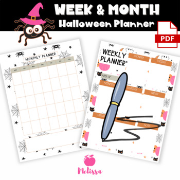 Preview of Weekly Planner | Monthly Planner | PDF Halloween Fall