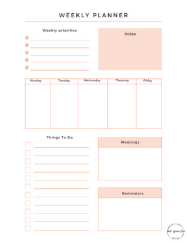 Preview of Weekly Planner - Pink