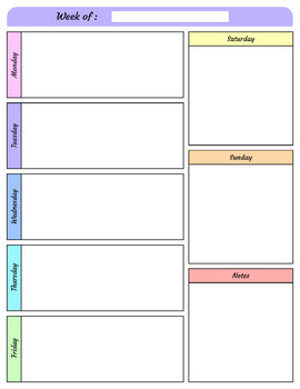 Weekly Planner Printable & Fillable by amal taouil | TPT