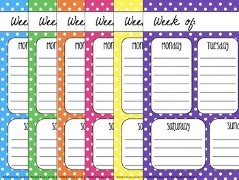 Weekly Planners - Small Polka Dot by The Barefoot Teacher - Becky Castle