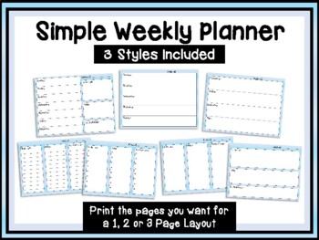 Preview of Weekly Planner - Simple Printable Planner - Teacher Schedule - Plan Book