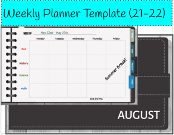 Preview of Weekly Planner Template (21-22)