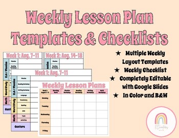 Preview of Weekly Planner Templates & Checklists (Editable)