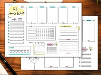 Preview of Weekly Planner, Weekly Schedule, Printable Planner, Weekly Organizer