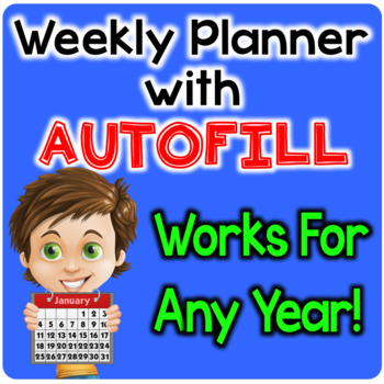 Preview of Digital Weekly Planner - The Teacher Plan Book with Autofill