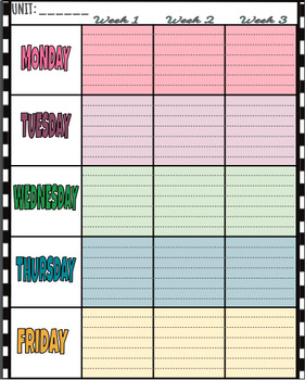 Preview of Weekly Planner and Data Collection for Middle and Beyond