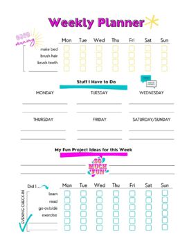 Weekly Planner and Reflection Pages by Must Love Lists | TpT