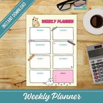 Preview of Weekly  Planner cat design