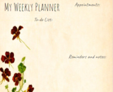 Weekly Planner, floral, flowers