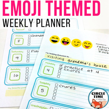 Preview of Emoji Themed Weekly Planner for Students, Send Positive Parent Notes Home!