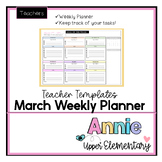 Weekly Planner for March, Checklist Template
