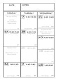 Teacher Weekly Planner, Block Schedule, Art, PE, Music, Me