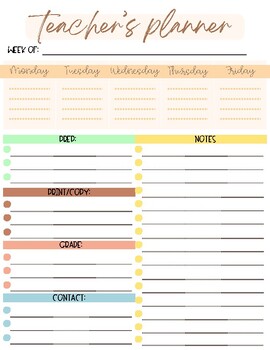 Weekly Planner for Teachers/Educational Staff | TPT