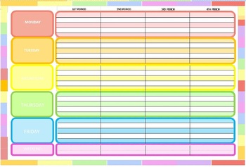 Preview of Rainbow themed Weekly Planner (for school or home)
