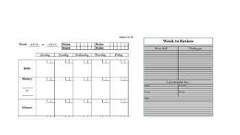 Preview of Weekly Planner or Assignment Sheet