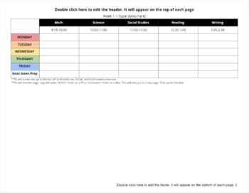 weekly lesson planning template editable by basic girl teaches tpt