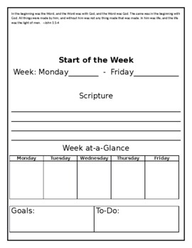 Preview of Weekly Planning Pages