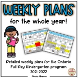 Weekly Plans for the Whole Year FREEBIE! (Ontario Kinderga