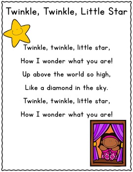 It's Nursery Rhyme Time: Twinkle Twinkle Little Star | TpT