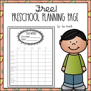 Preview of Preschool Planning Page