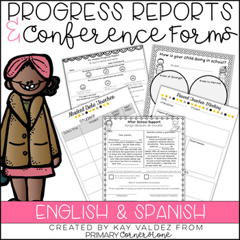 Preview of Parent Teacher Forms & Progress Report (English and SPANISH)-Dual Language