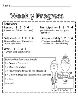 Weekly Progress Report by Fancy Free in First Grade | TpT