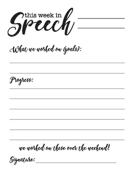 Weekly Progress Report by Speech Therapy Sheets | TPT