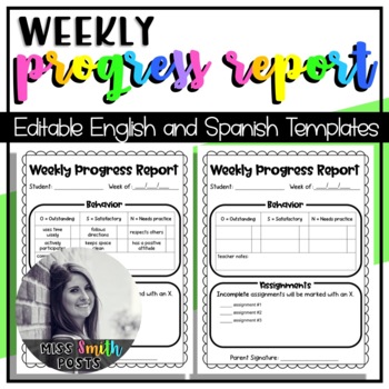 Preview of Weekly Progress Report / Behavior Log | English and Spanish