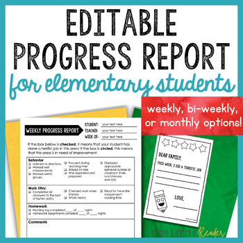 Preview of Weekly Progress Report Templates for Elementary Students