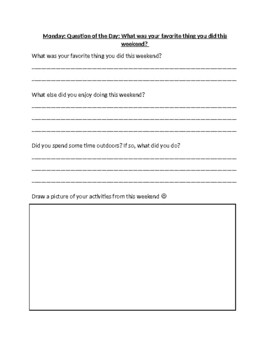 Preview of Question of the Day Center Worksheet Bundle