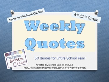 Preview of Weekly Quotes for the Entire Year (Inspiring, Motivational & Educational)