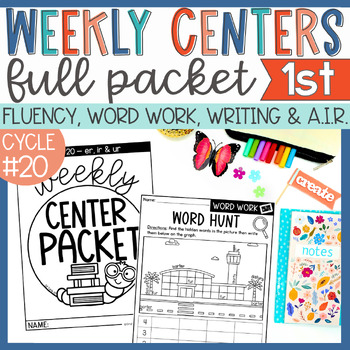 Preview of Weekly Reading Center Packet 1st Grade Cycle 20 - R Controlled Vowel er, ir & ur