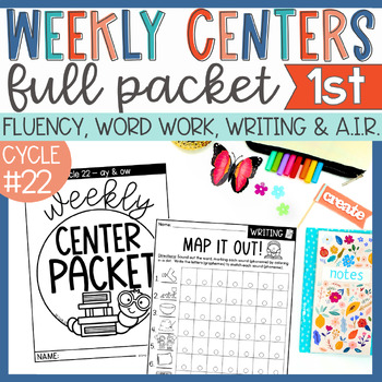 Preview of Weekly Reading Center Packet EL Skills Block 1st Grade Cycle 22 - ay & ow long o